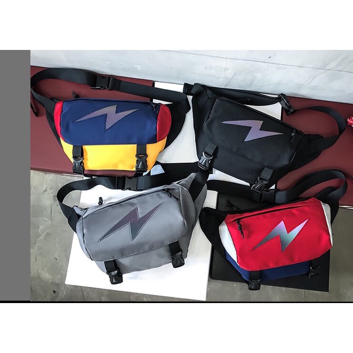 Tas Selempang Canvas Pria Wanita Tas Slempang Reflector FLASH