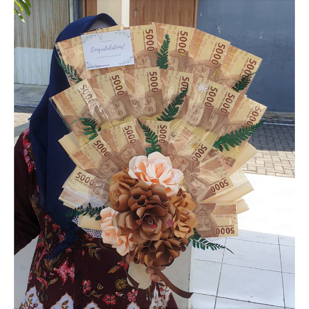 Buket Uang 100.000 Asli / Buket Bunga Kertas Uang Asli / Money Bouquet