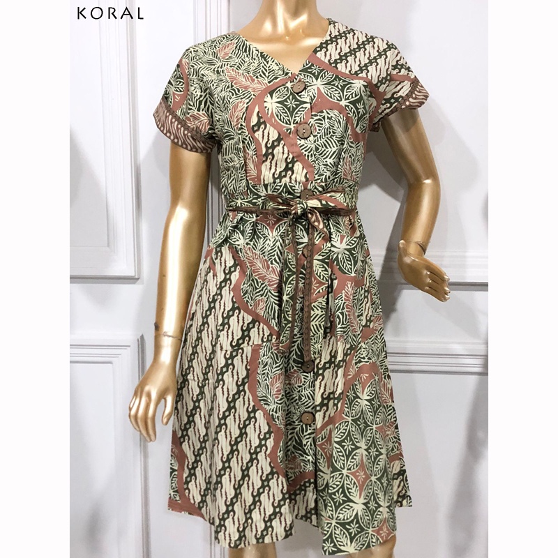 Evercloth Koral Dress Batik Wanita Terusan Batik Couple Modern Kebaya Couple Set Seragam Family