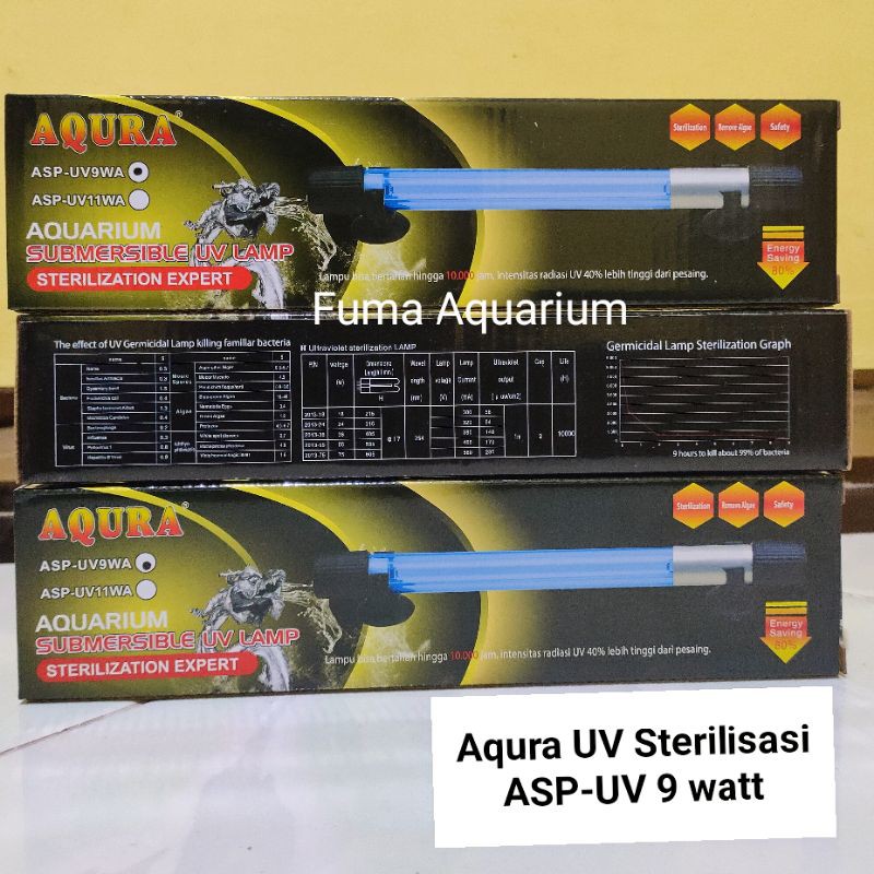 AQURA ASP-UV 9 watt Lampu Celup UV Sterilizer Anti Lumut Bakteri Sterilisasi