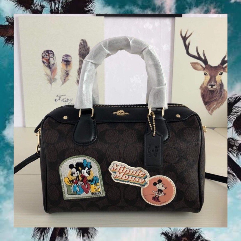 DISNEY X COACH MINI BENNETT BOSTON BAG WITH MINNIE MOUSE PATCHES BAG ORIGINAL