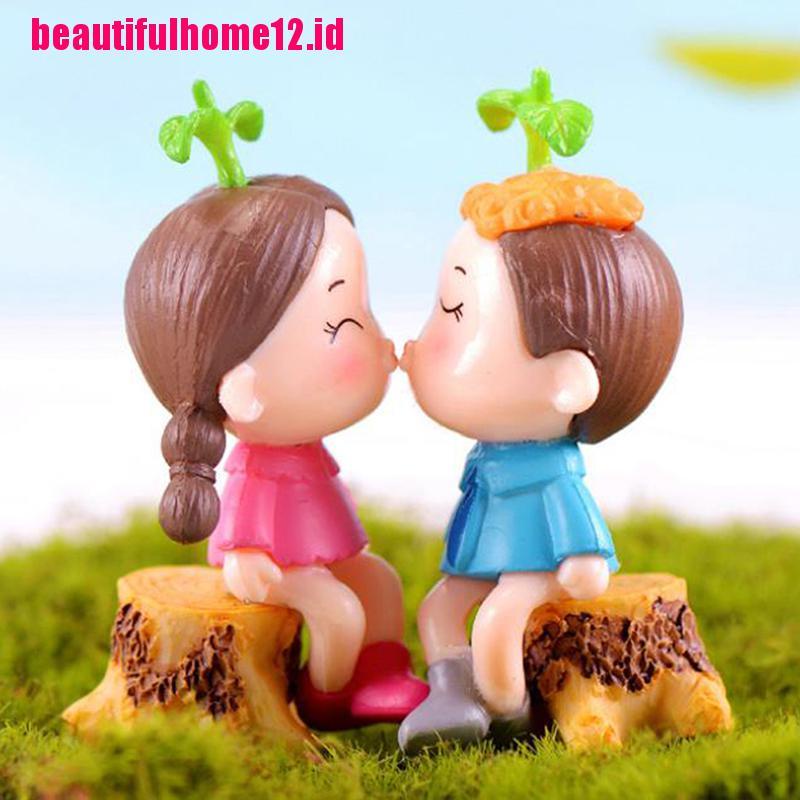 【beautifulhome12.id】1 Pair Resin Miniature Garden Ornament Decor Craft Dollhouse Bonsai Accessories