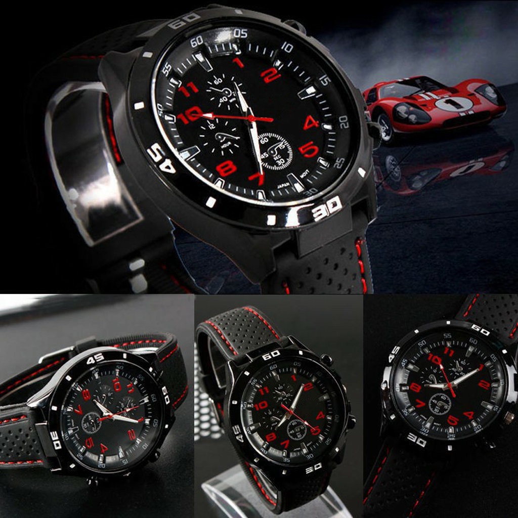 ❤GTB❤ Jam Tangan Pria Sport Chrono Korea Fashion Quartz Men Silikon Analog Watch JT048