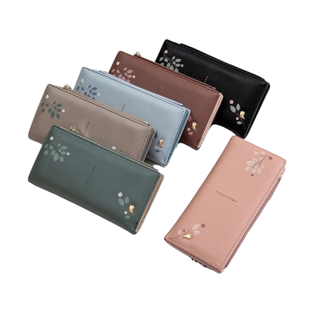 Dompet Panjang Lipat Resteting Wanita AS3016 Dompet Wanita Import Real Pict-ABU TUA