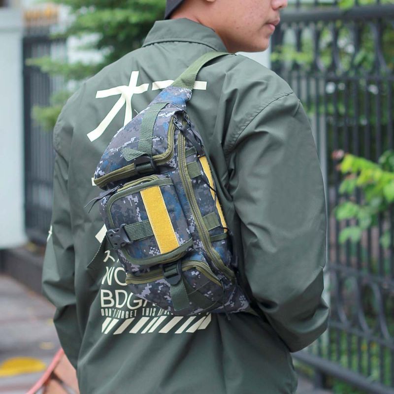 ARG Tas Selempang Pria Sling Bag Army Tactical Waist Bag Dada Cowok Loreng Hp Kecil Paha Pinggang