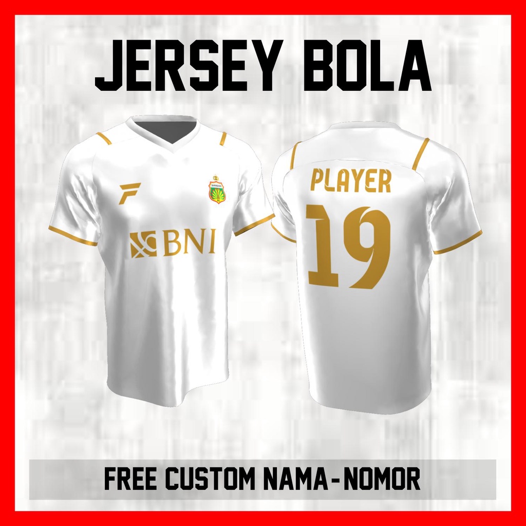 Kaos Bola Jersey Bhayangkara FC Klub Putih Garis Bahu Baju Custom Nama dan Nomor Punggung - 49 Jerse