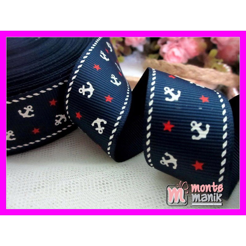 

Pita Grosgrain Motif Jangkar Navy 1 inch atau 2,5 cm (PITA-131)