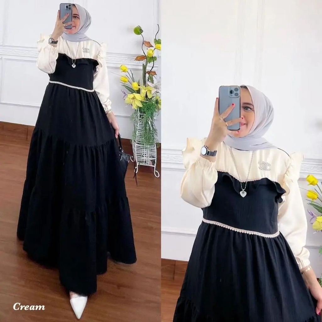 KENZA DRESS BO Bahan CRINKLE LD 110 CM PB 135 CM ( TANPA BROSS ) Baju Outfit Wanita Kekinian  DRES  MODEL TRENDY  DAN KEKINIAN HARGA MURAH DAN TERJANGKAU BAJU DRES 2022