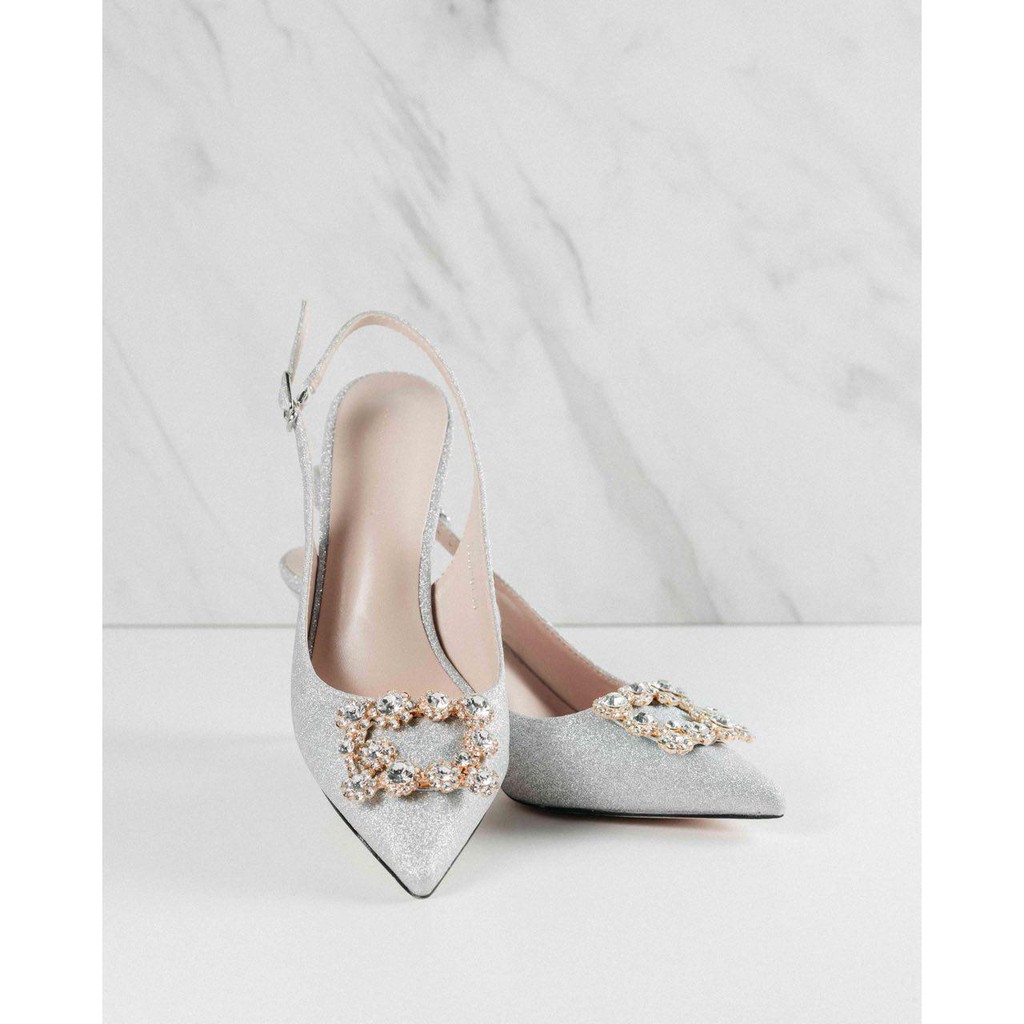 silver slip on heels