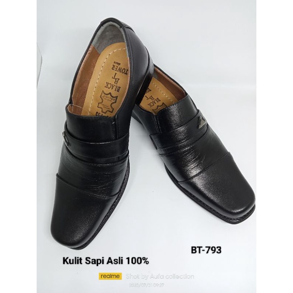 BT-793-Sepatu Pantofel Pria Sepatu Pantopel Formal Hitam Kerja Pesta Kulit