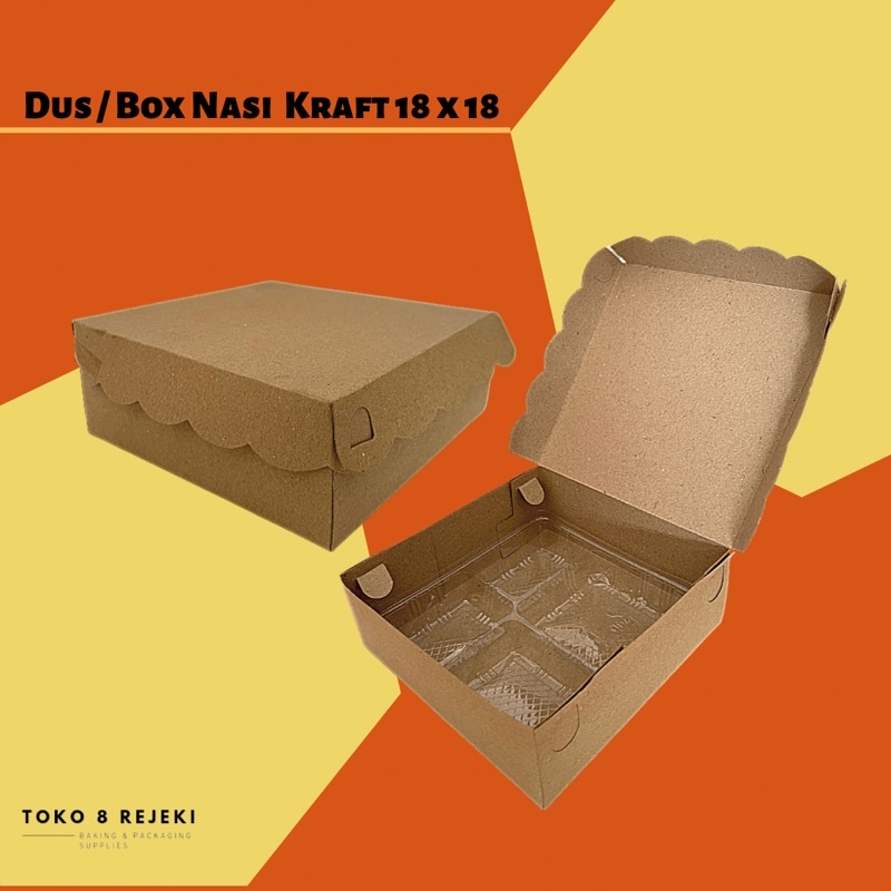 BOX / DUS / KARDUS NASI KRAFT 18 x 18 100pcs WARNA COKLAT