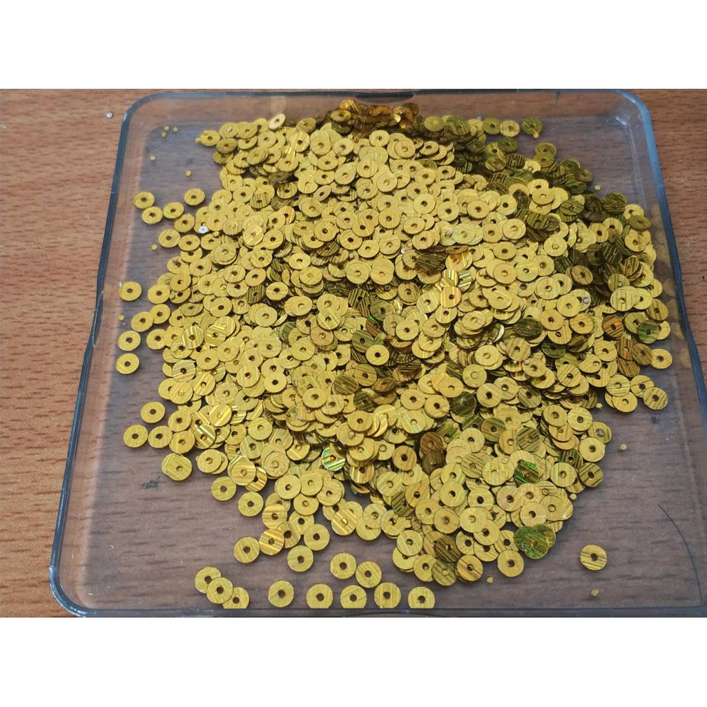 Ramboci payet piring / sequin 6m flat 50 gr Gold Laser