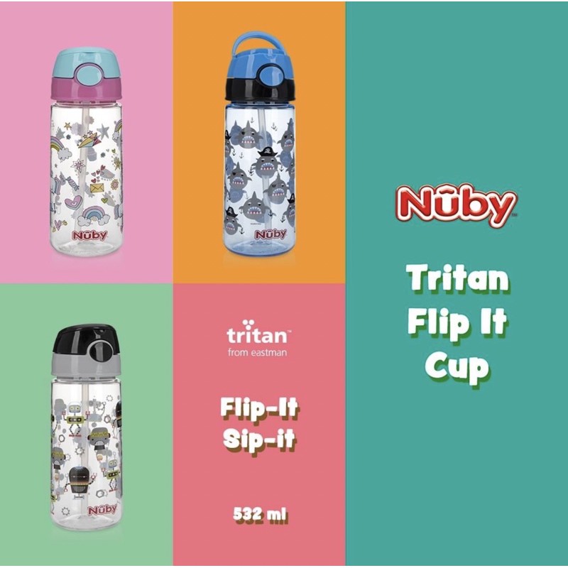 nuby tritan flip it straw cup 532ml