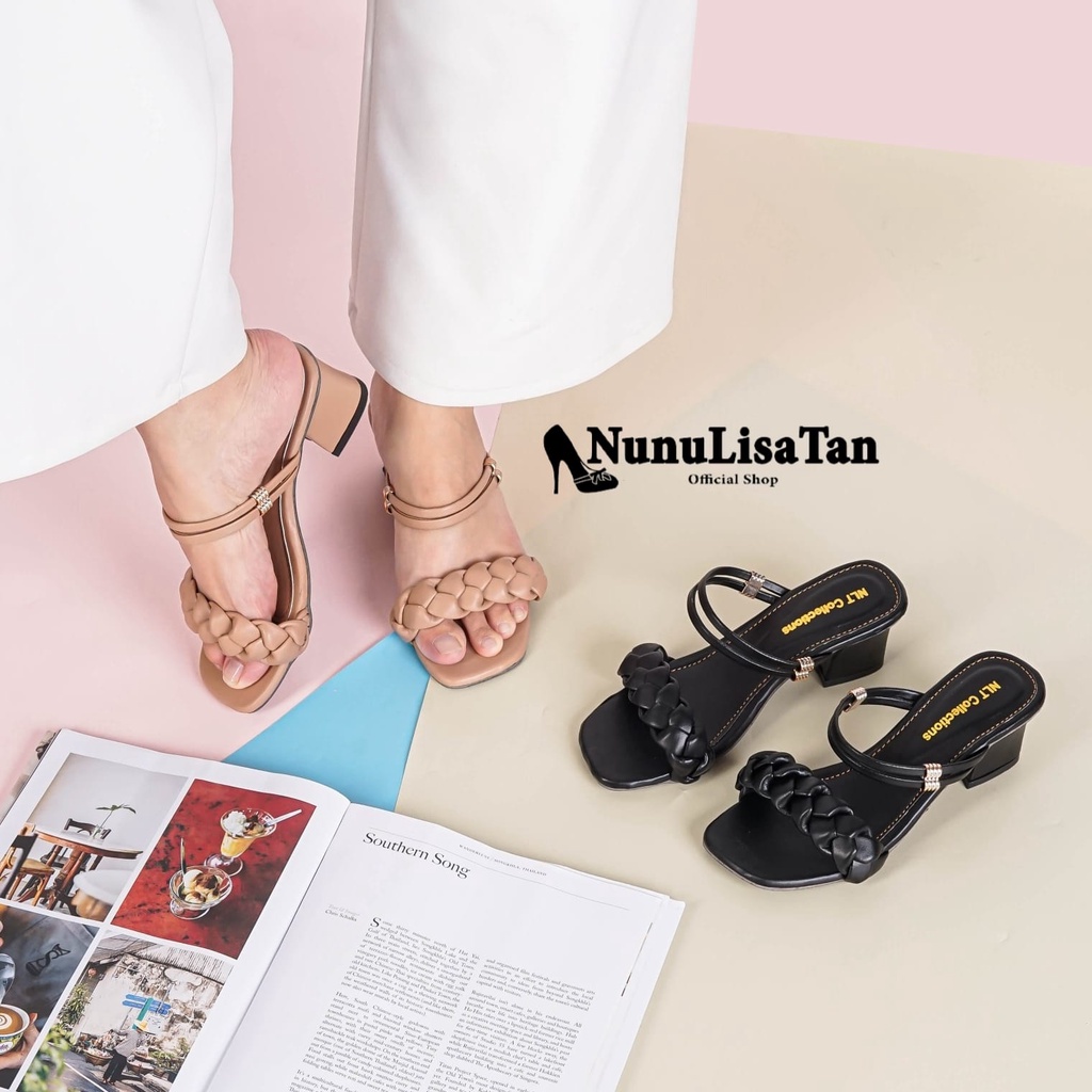 NunuLisaTan - High Heels Murah Korea Wanita 5cm Hitam Mocca
