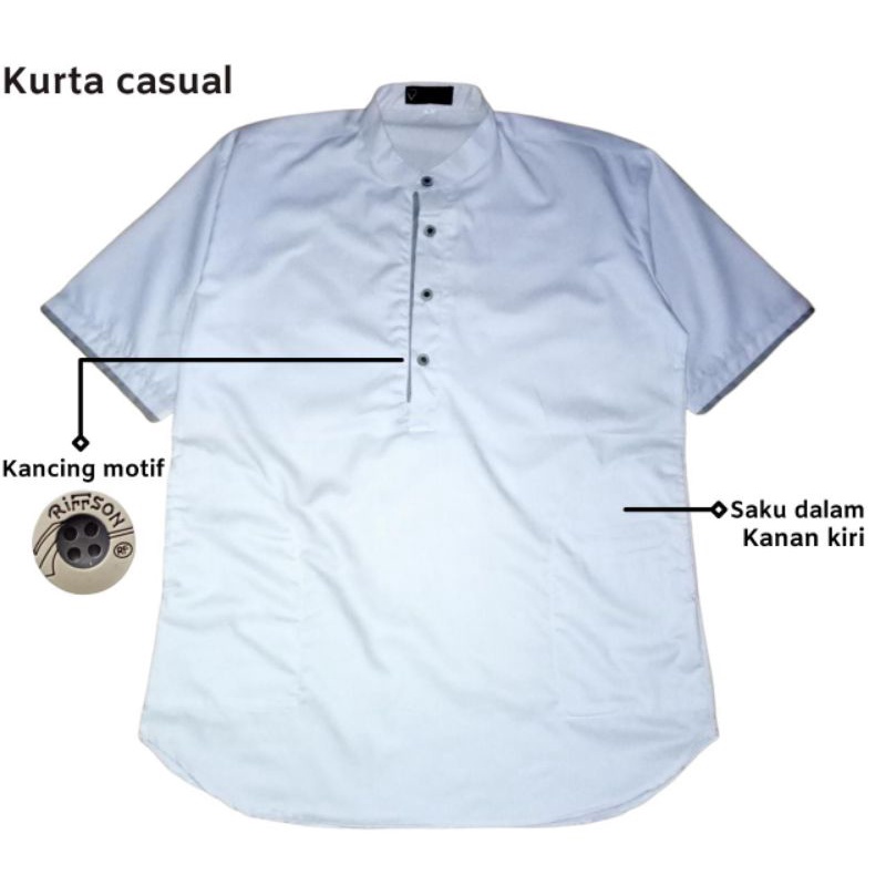 Baju Koko Kurta Dewasa Lengan Pendek Matt toyobo Kurta Hanafi