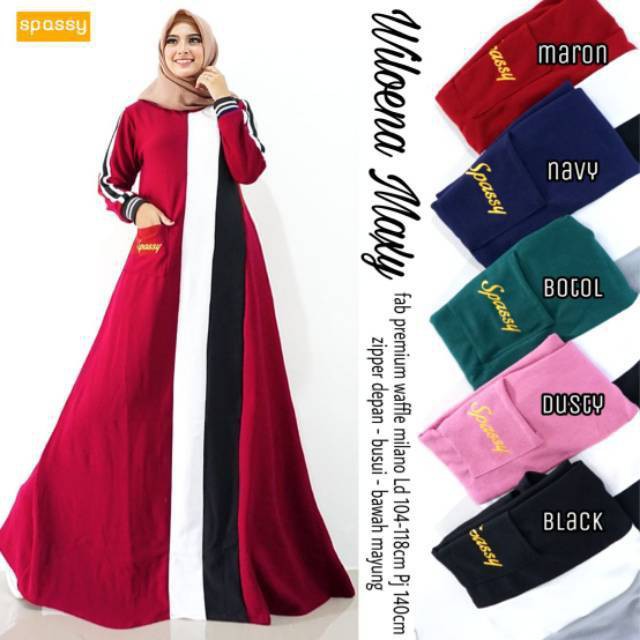 233 WILOENA MAXY ORI BY SPASSY HIJAB SYARI PREMIUM GAMIS TUNIS DRESS MAXI