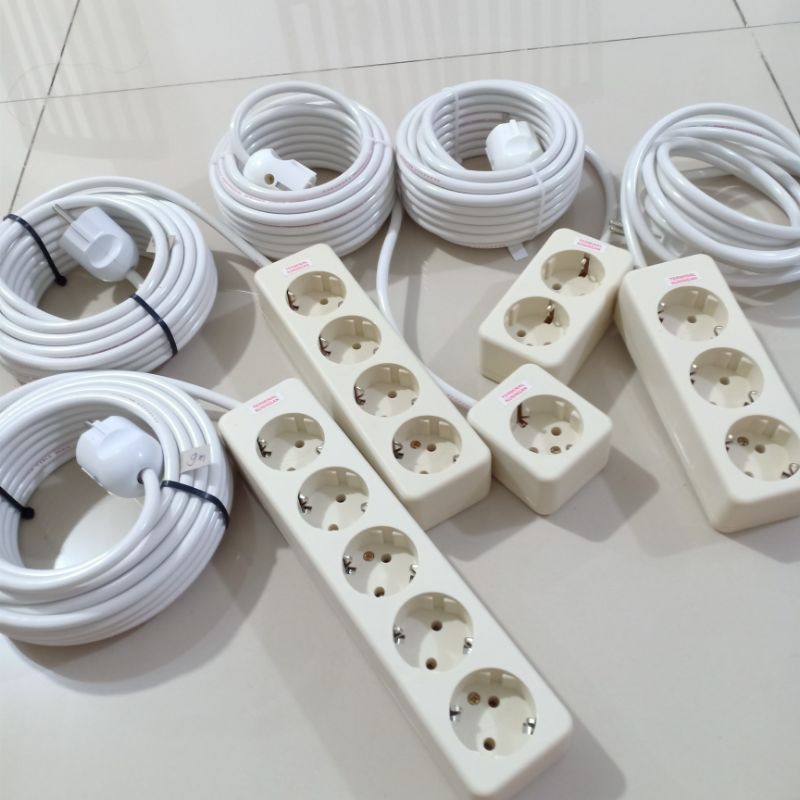 Stop Kontak Kabel Uticon 1,2,3,4,5Lubang+Kabel 1 sampai 10meter.kabel serabut215