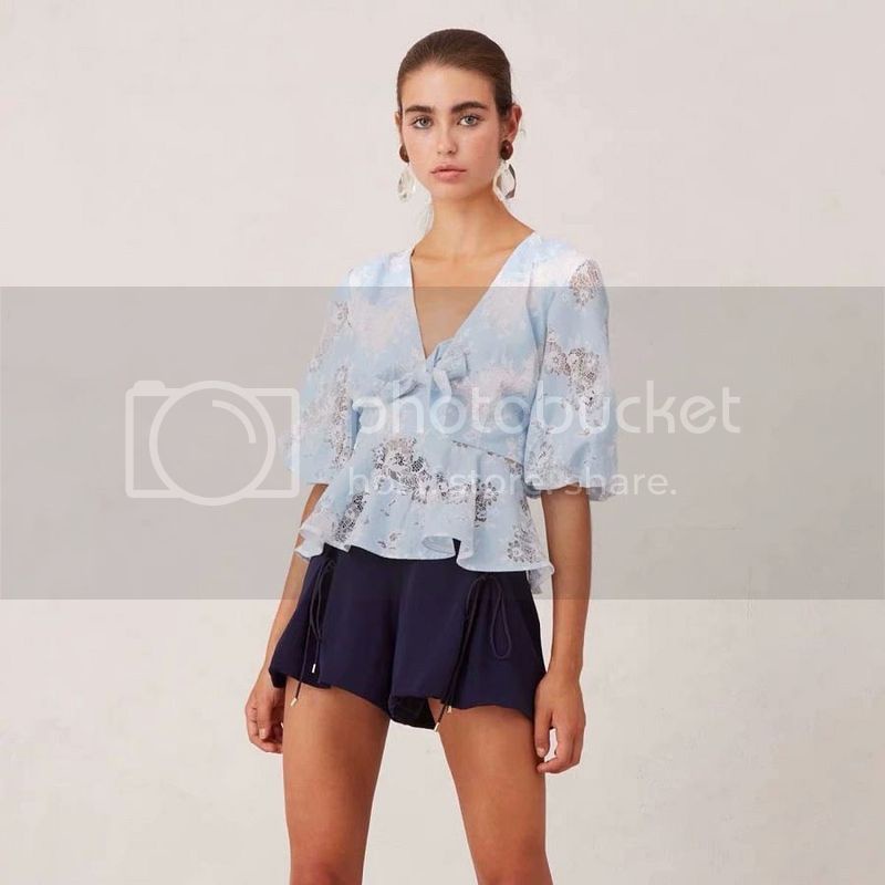 Top blouse import sale atasan biru wanita murah
