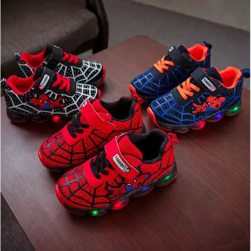 sepatu led anal spiderman