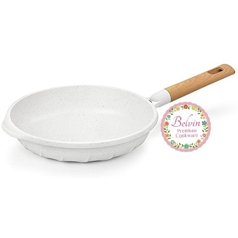 Belvin cookware frypan putih marble marbel white panci penggorengan wajan keramik anti lengket