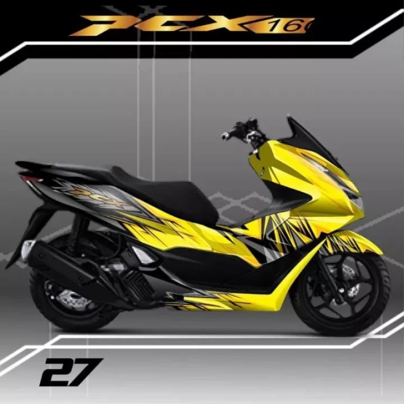 Decal Sticker Honda PCX 160 2021 - Dekal Striping PCX 160 Fullbody Variasi Custom Bike Stile Kuning 