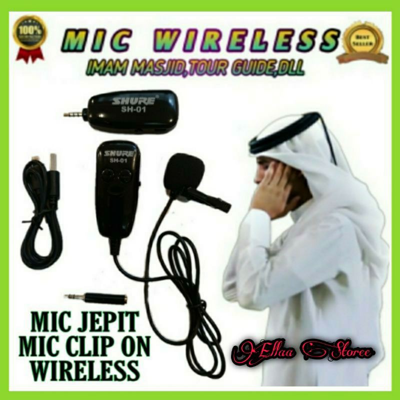 Mic Wireless IMAM CLIP ON Sh 01 Mic Wireless Jepit Imam Freq UHF
