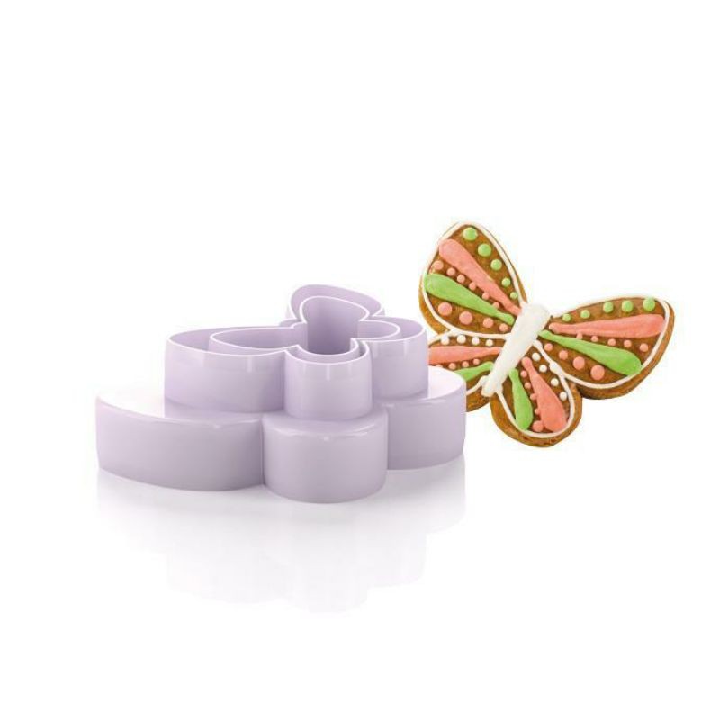 Cetakan Kue Kering Kupu Plunger Double Side Cookie Cutter Butterflies