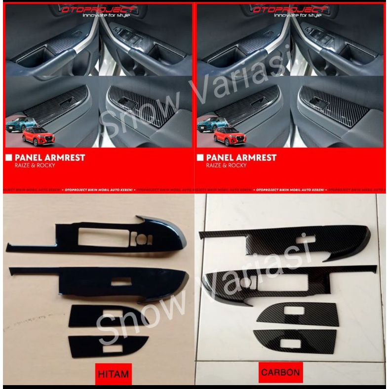 Panel Power Window Raize Rocky Hitam Carbon Glossy