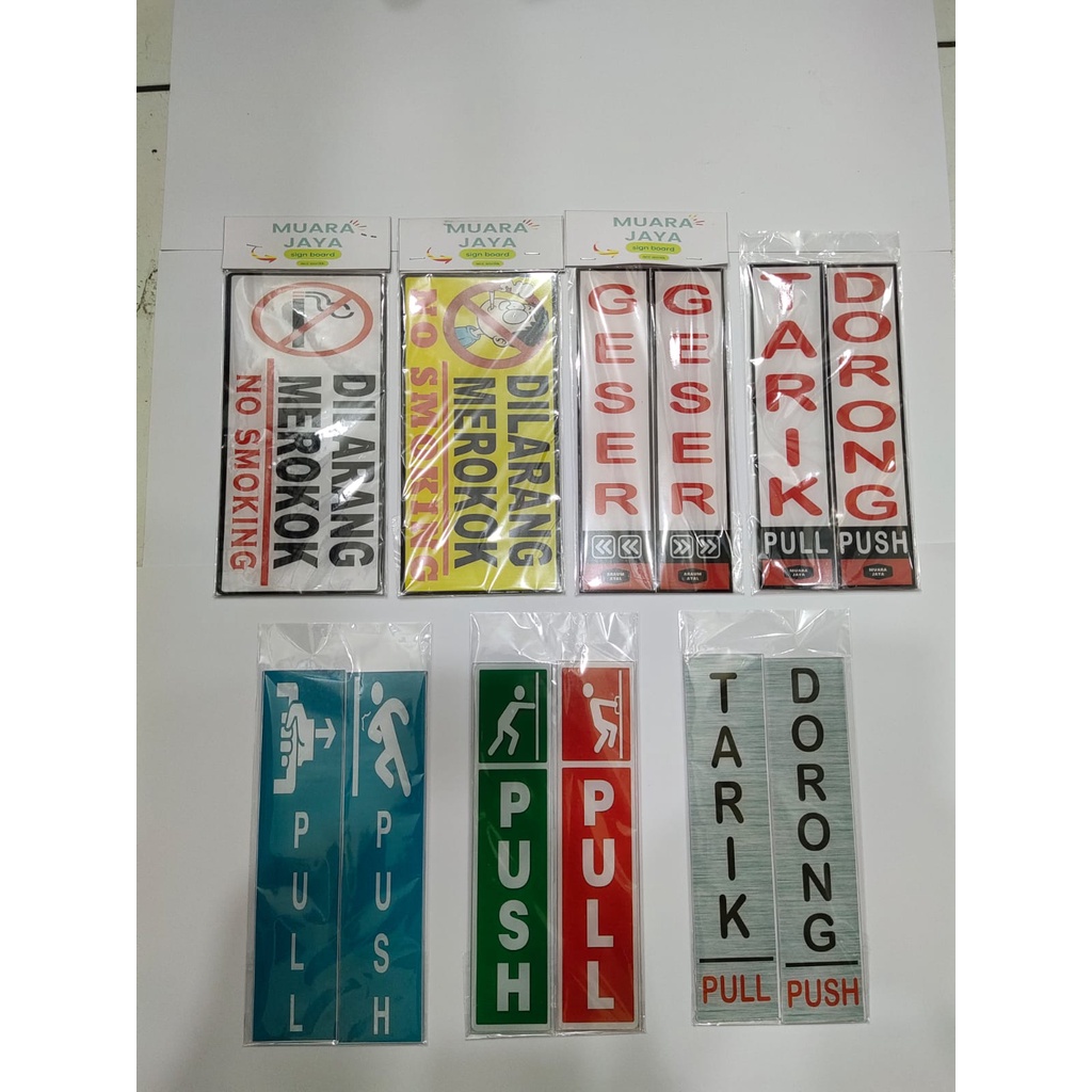 Jual Papan Nama Acrylic Tulisan Tarik Dorong Dilarang Merokok Geser