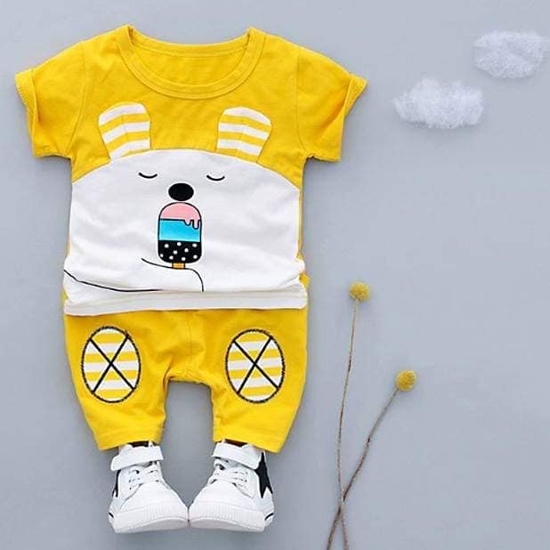 Setelan Anak UNISEX Ice Cream Bear Terlaris!!! Set 2in1 (baju, celana)