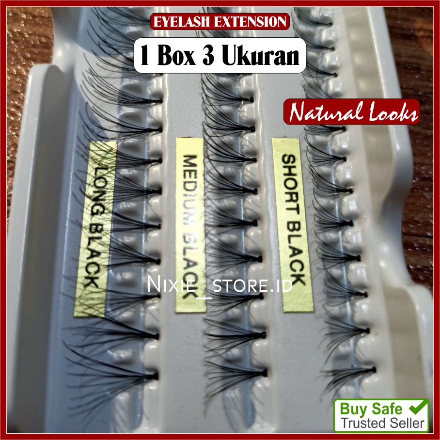 Bulu Mata Eyelash Extension Bulumata Natural Halus Lembut 1 Box 3 Ukuran Kualitas Exspor