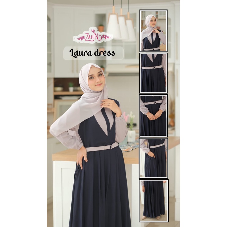 GAMIS DRESS LAURA ITY CREPE ORI ZAHIN CANTIK-8