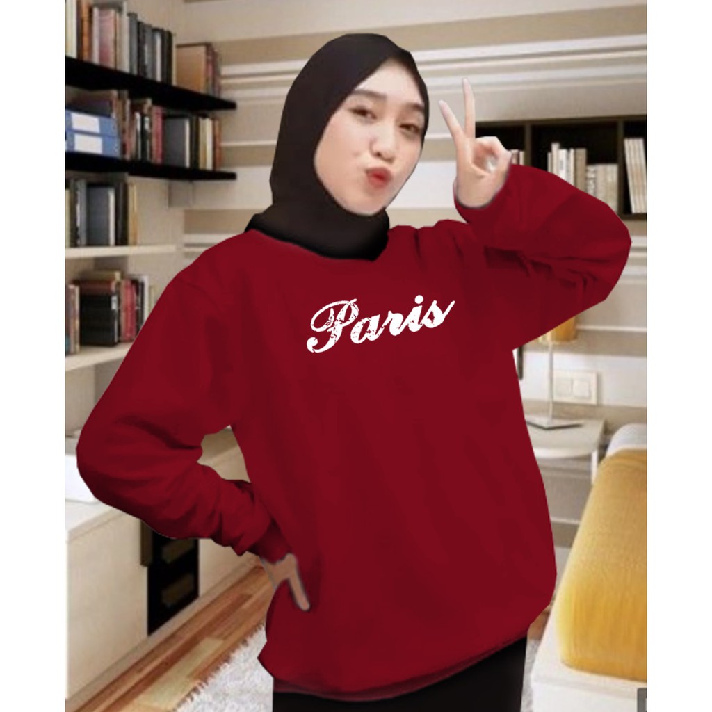 Kaos Lengan Panjang PARIS BARU / Kaos Sweatshirt / Atasan Wanita / Atasan Wanita Lengan Panjang