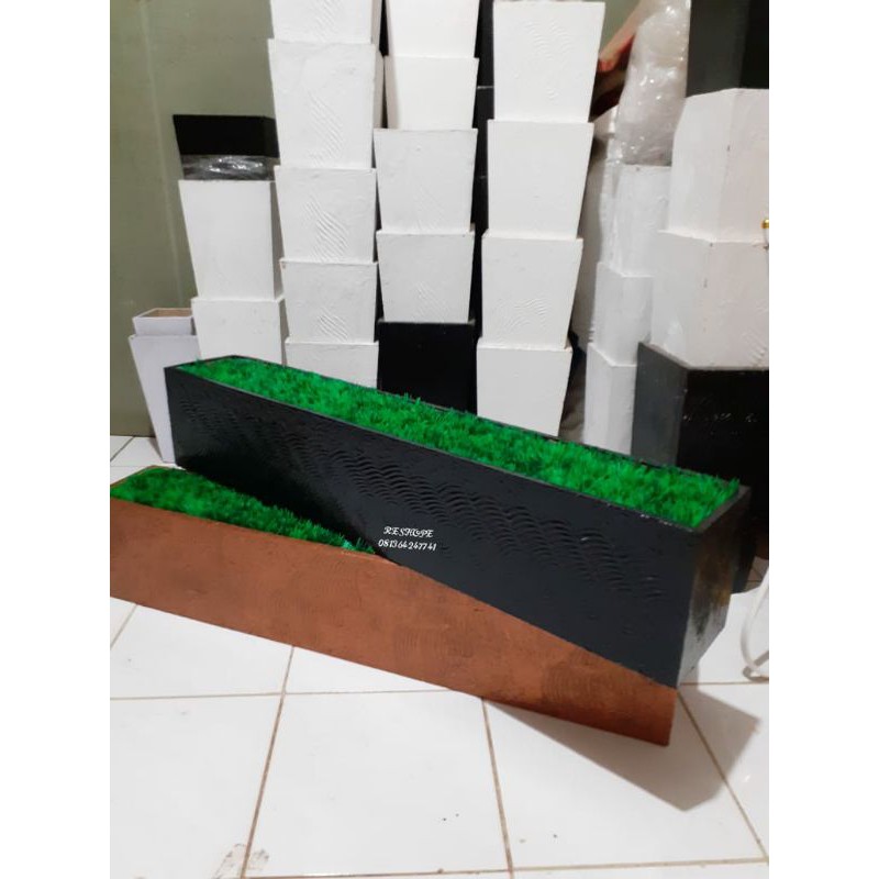 Pot Bunga Panjang 1mtr/Bunga Artificial Hias/Pot Lengkap Dengan Busa+Rumput/Vas Bunga Plastik/Pohon