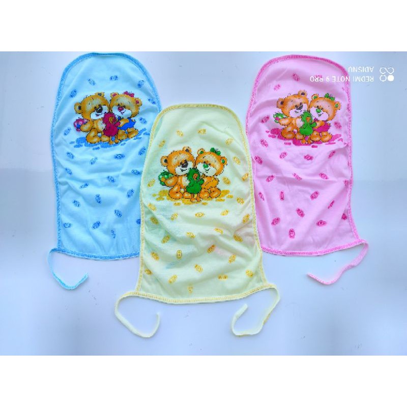 1 Lusin Popok Kain Bayi Tali Bahan Kaos Katun PE Putih Motif Dan Polos Warna