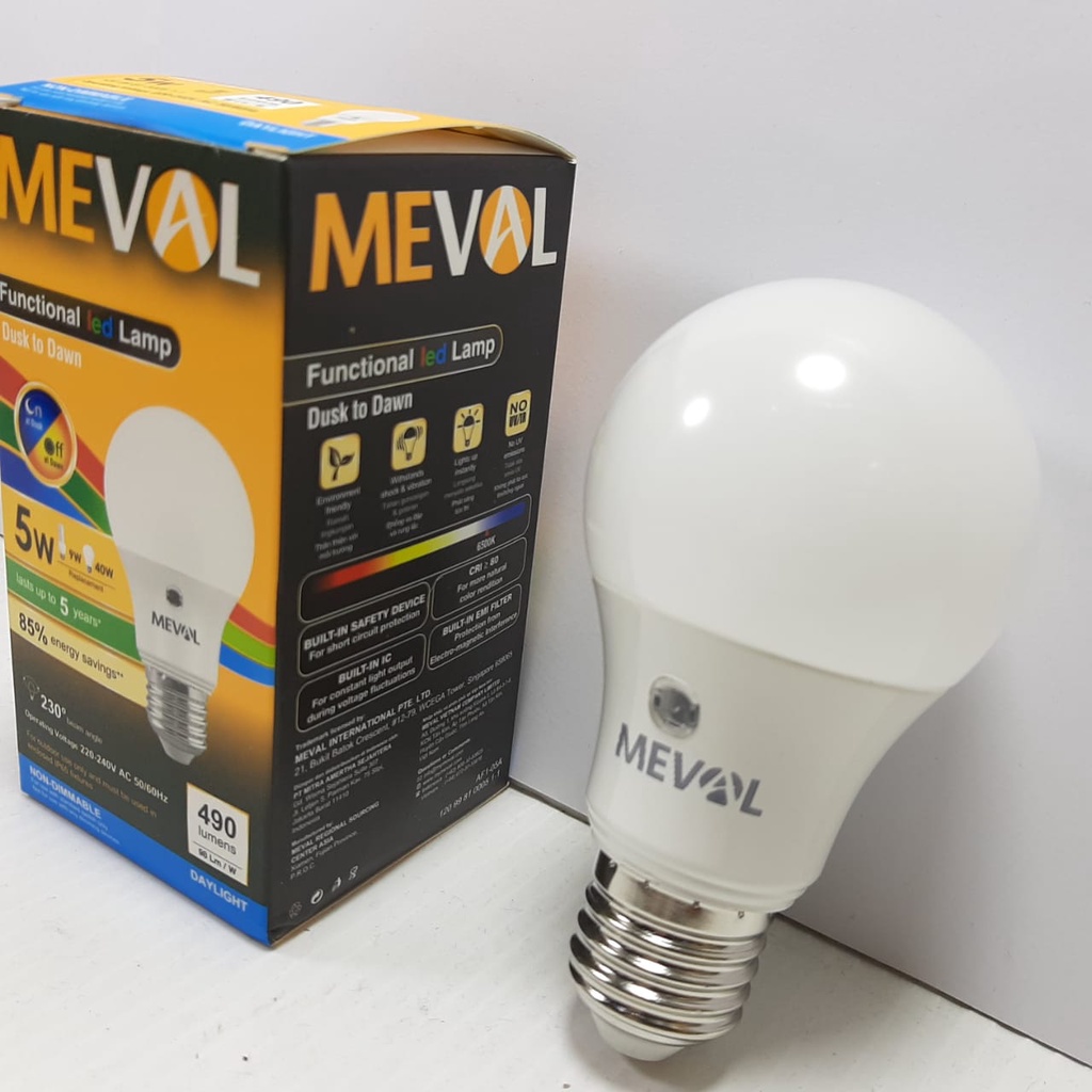 Bohlam Lampu LED Sensor Cahaya 5W - Putih MEVAL