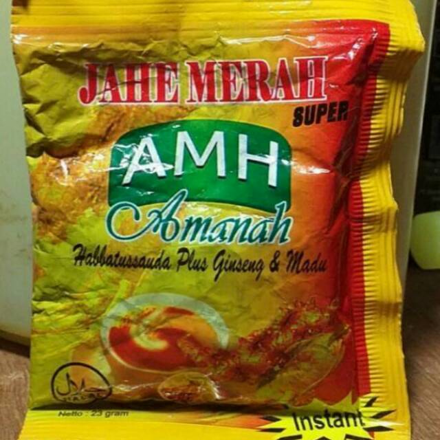 

Jahe merah Super Amh plus habbatusauda dan madu rencneng isi 10 sachet