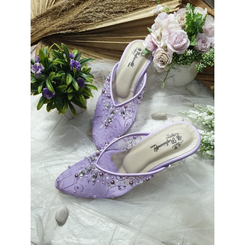 sepatu lilac Julia 7cm kaca