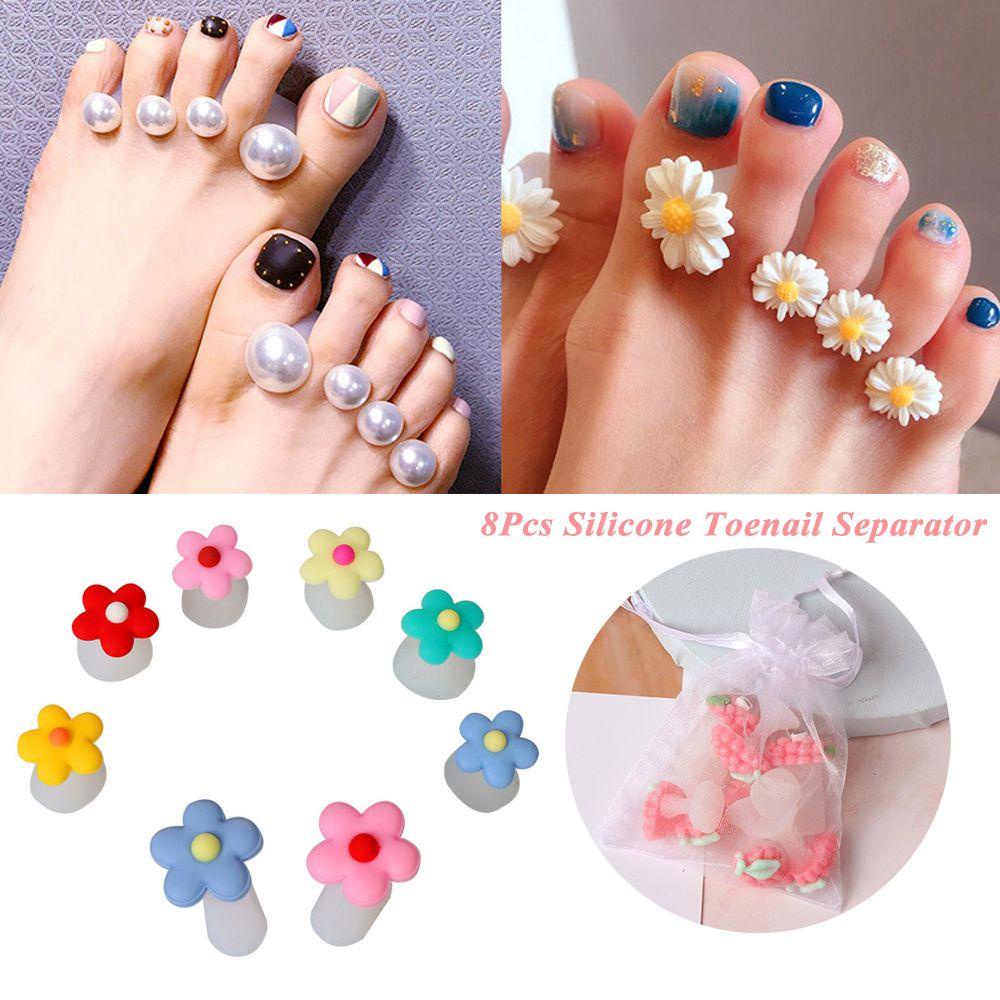 Preva 8Pcs Pemisah Jari Kaki Silikon Pedicure Care Bunga Daisy Pembatas Kaki