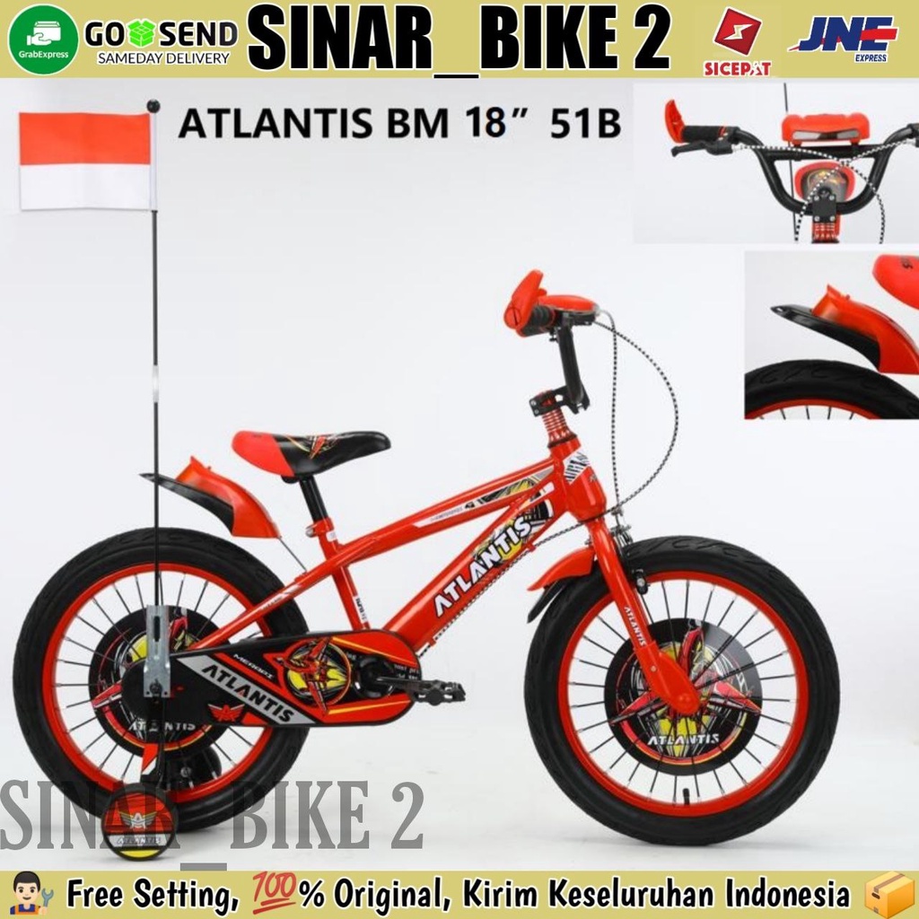 Sepeda Anak Laki-Laki 18 Inch  BMX ATLANTIS 51B Ban 2.50 Musik &amp; Lampu