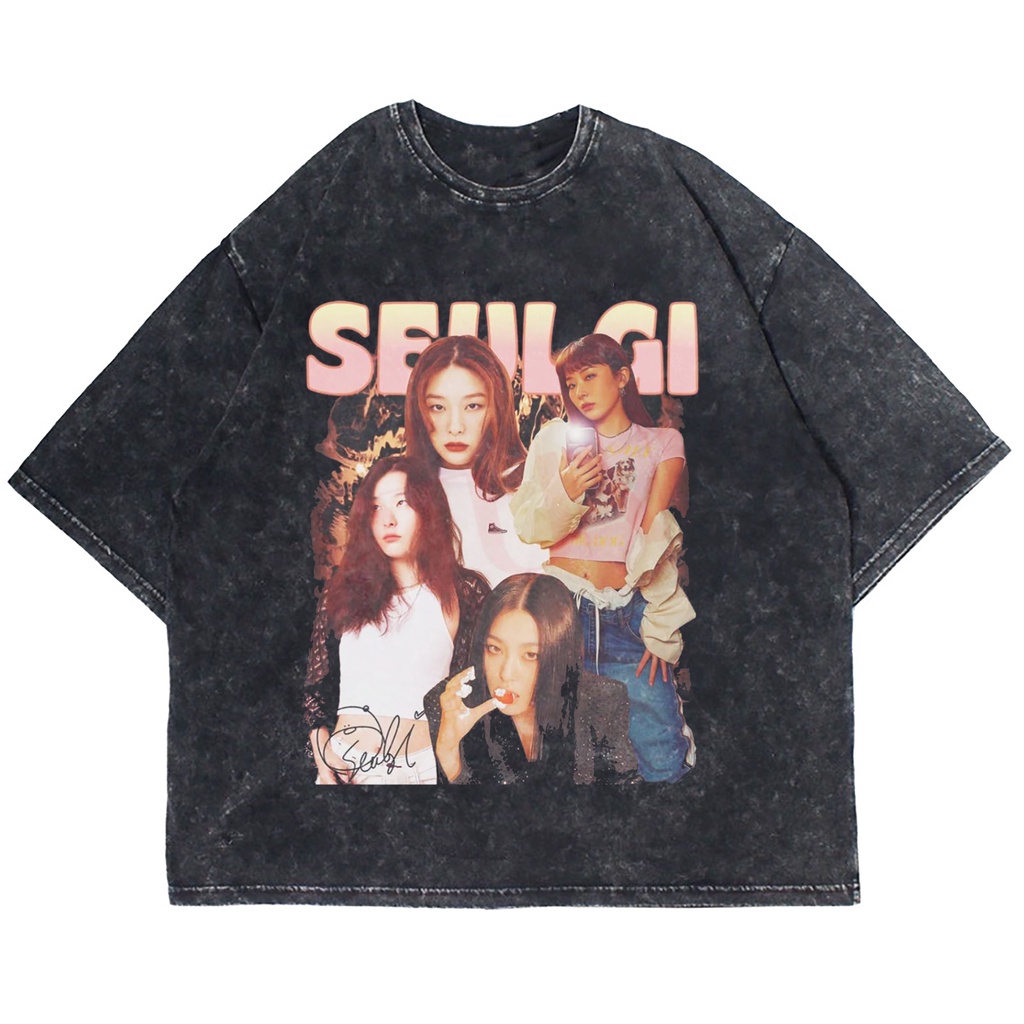 KAOS OVERSIZE RED VELVET SEULGI WASHING VINTAGE TEE ( WASHING T-SHIRT )