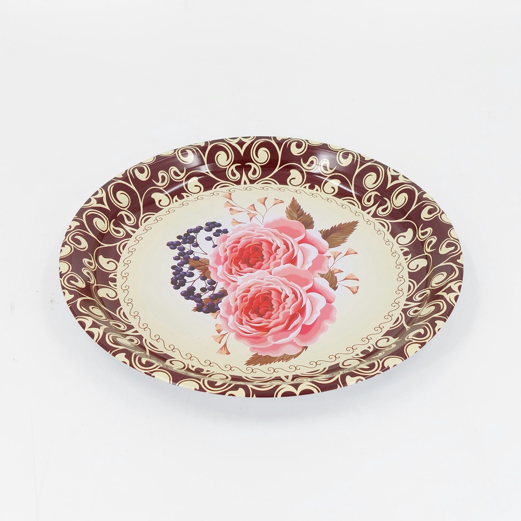 BAKI NAMPAN  BULAT STAINLESS MOTIF BUNGA