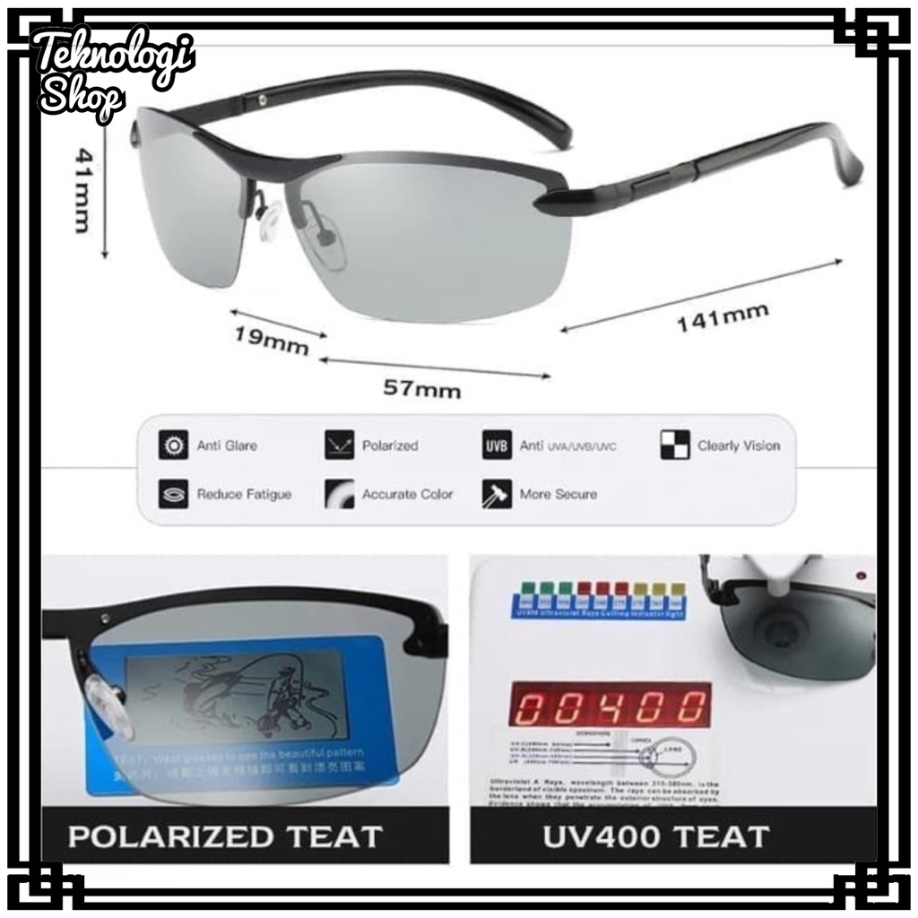 Kacamata UV400 Polarized Photocromic Siang Malam Auto