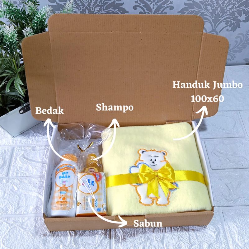 Hampers Baby Perlengkapan Mandi Bayi Kado Lahiran Babynewborn Kado Bayi Baru Lahir HANDUK BAYI BEDAK