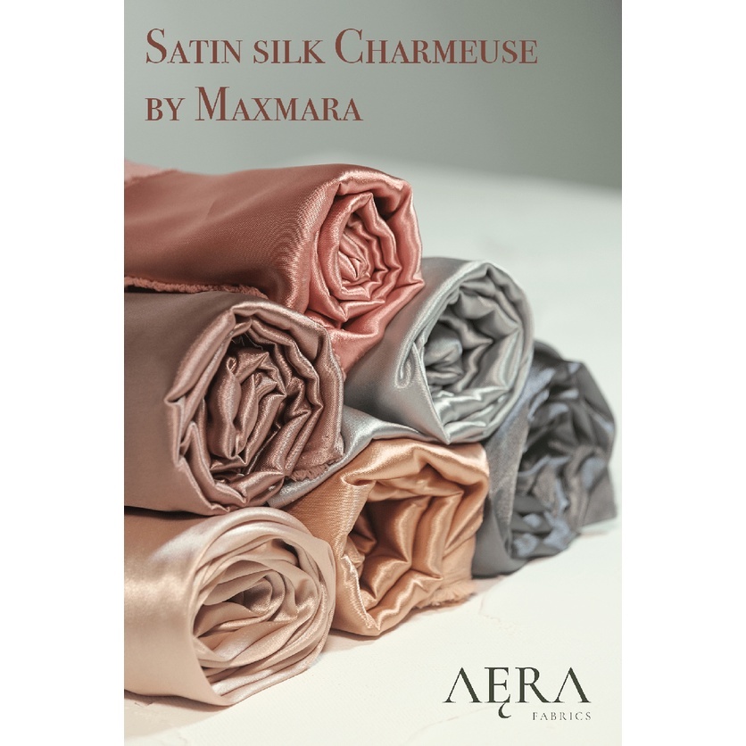 1 meter BAHAN Kain Satin Silk Maxmara Kilap Premium/ Charmuse by MAXMARA edisi PASTEL