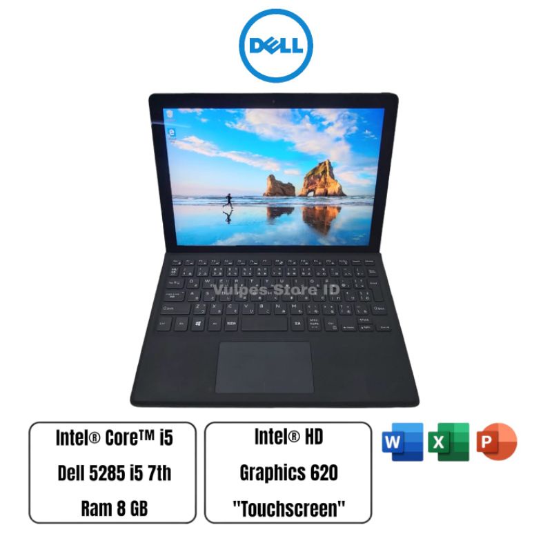 Laptop 2 in 1 Dell latitude 5285 core i5 gen 7th ram 8gb ssd 128gb second murah berkualitas