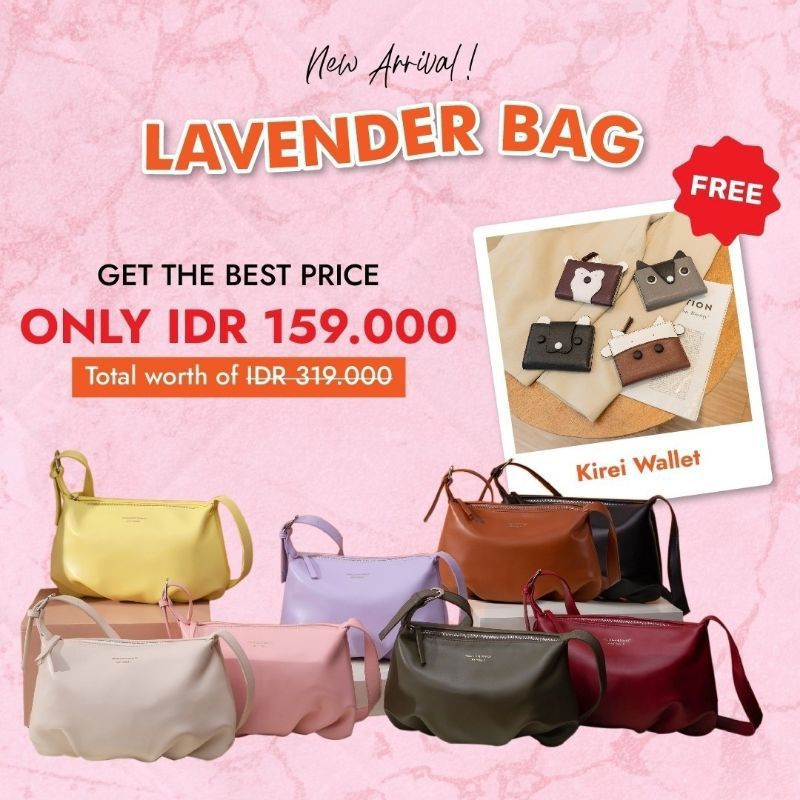 LAVENDER BAG BY JIMSHONEY/100% ORI JIMSHONEY/TAS KECE/IMUT/MURAH/PROMO GET WALLET