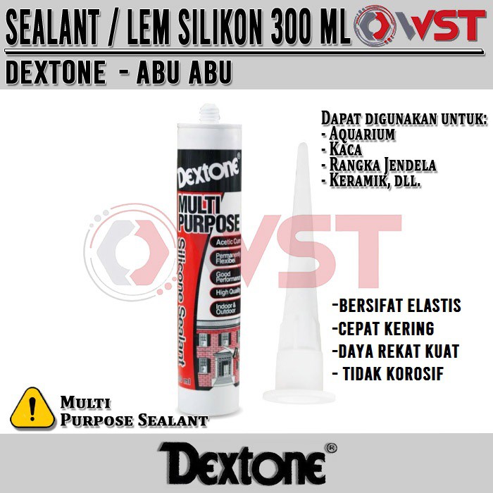 

Dextone Lem Silikon Grey / Abu-Abu / Sealant / Lem Kaca / Lem Aquarium