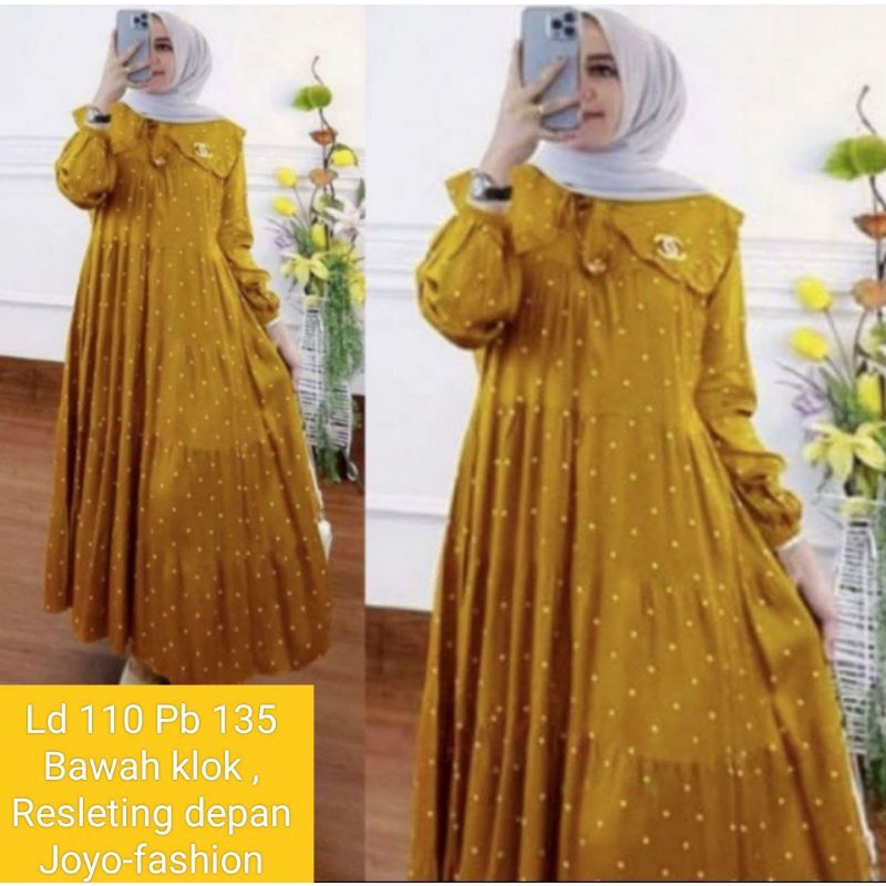 [BISA COD] DASTER ARAB/LONG DRESS RENDA MOTIF POLKA AILIN TERBARU DASTER ARAB/LONGDRES SUSUN POLKA