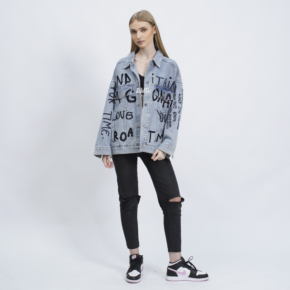 Sale Amr Original - Mg Love Hitam 517 - Jacket Jeans Oversize Toxic